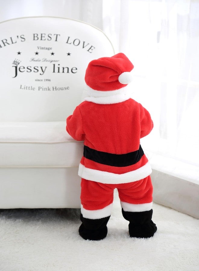 Ayalinggo Baby Santa Costume Newborn Infant Christmas Outfit Toddler Kids Long Sleeve Fleece Tops Pants With Hat Xmas Outfit (Red, 3-6 Months) - Image 4